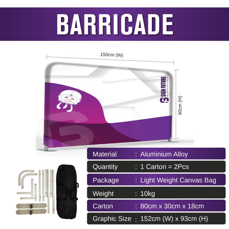 Fabric Display - Tension Fabric Barricade 90cm x 150cm