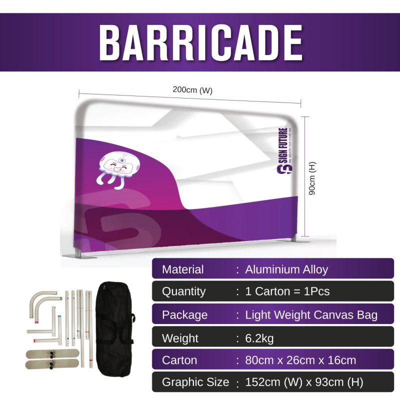 Fabric Display - Tension Fabric Barricade 90cm x 200cm